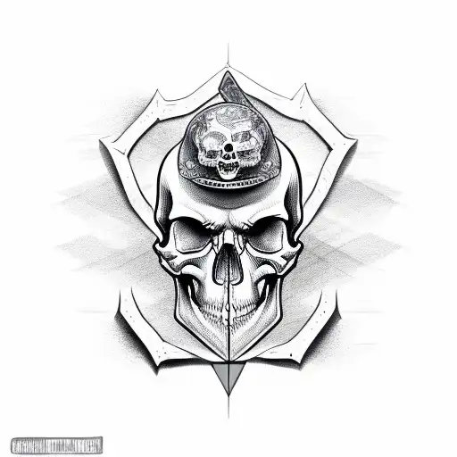 Skull With A Blade In It