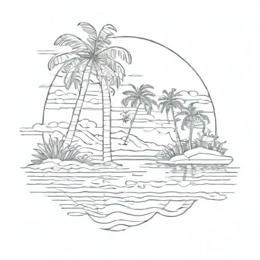 Water And Palm Trees Colors Sunset Over Lake