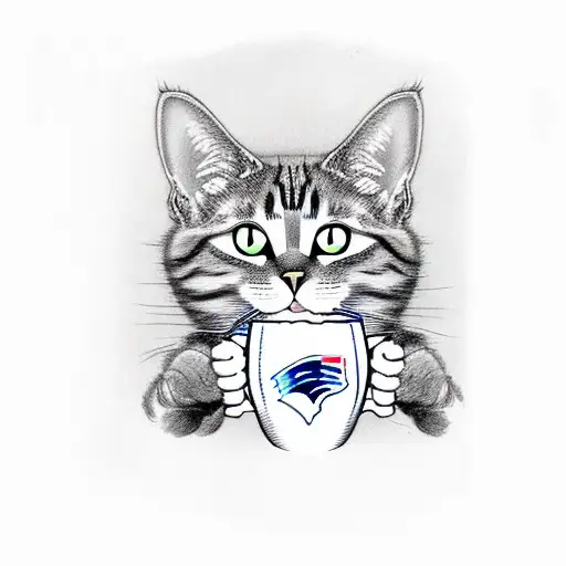 A Cat Drinking A Beer Out Of A Beer Mug Wearing A New England Patriots Jersey