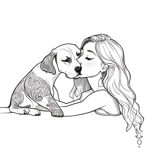 A Woman Kissing Her Dog