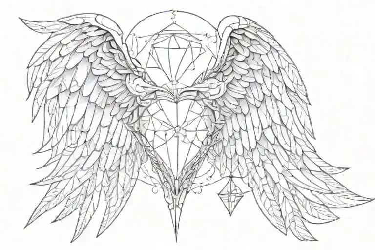 Skeleton Angel Wings With A Diamond Shaped Heart In The Middle