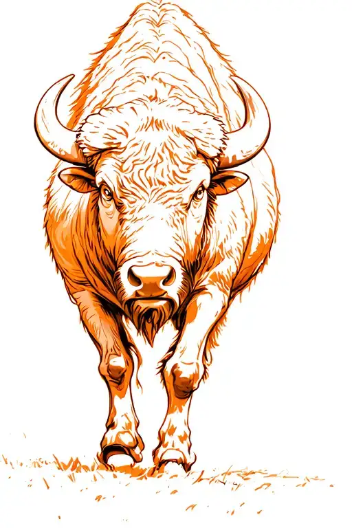 American Bison Running Freely Symbolizing Freedom And Strength Using Orange Hues