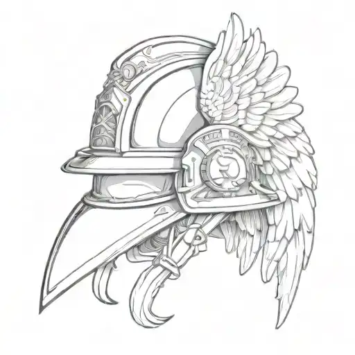 Firefighter Helmet With Angel Wings Design