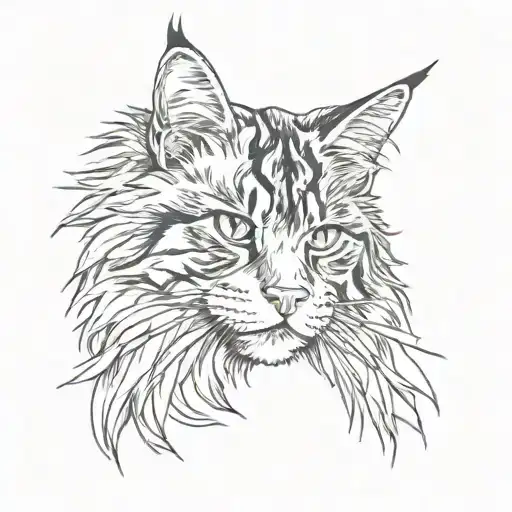 Maine Coon Cat Polydactyl Cat Print Scrathing