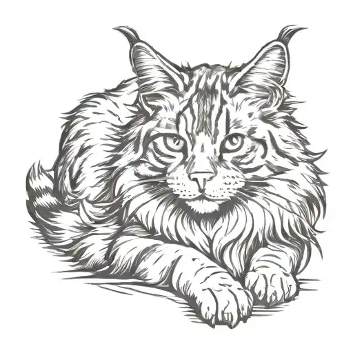 Maine Coon Cat With Feet The Trunk