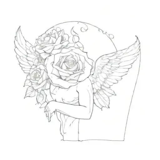 Remove The Rose And Tears Falling Then Add A Cloud Under The Angel