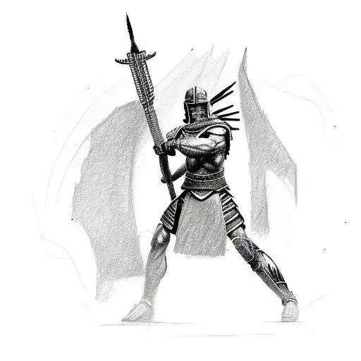 A Sketch Of A Spartan Warrior Playing An Electric Guitar