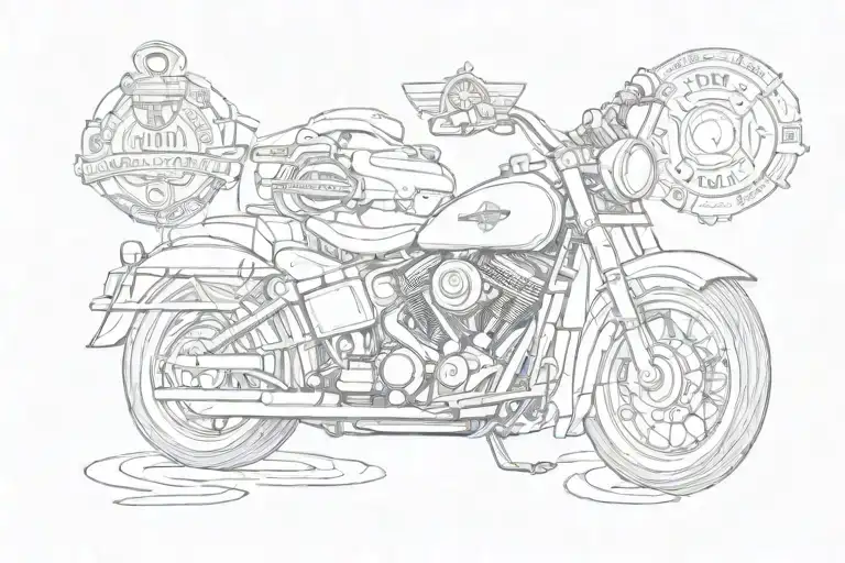 Harley Davidson With Anchor And Budweiser