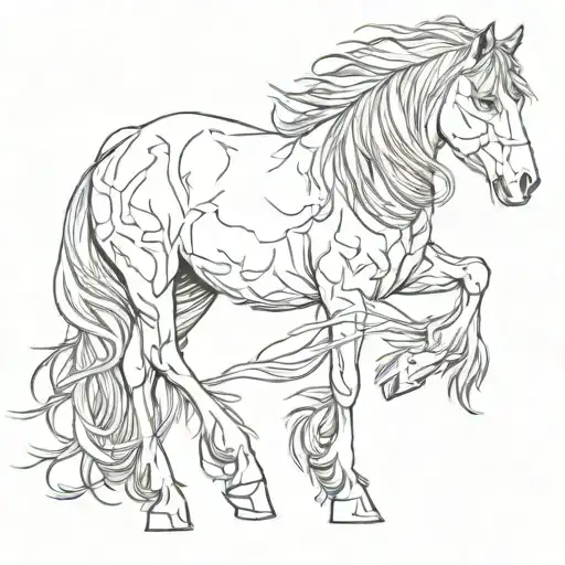 Gypsy Vanner Horse And Maine Coon Cat