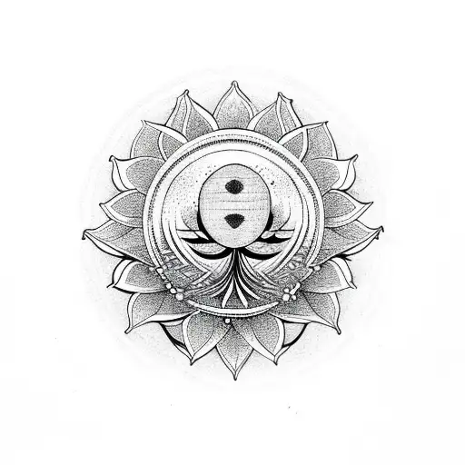 Lotus Flower With Third Eye With Tree Of Life