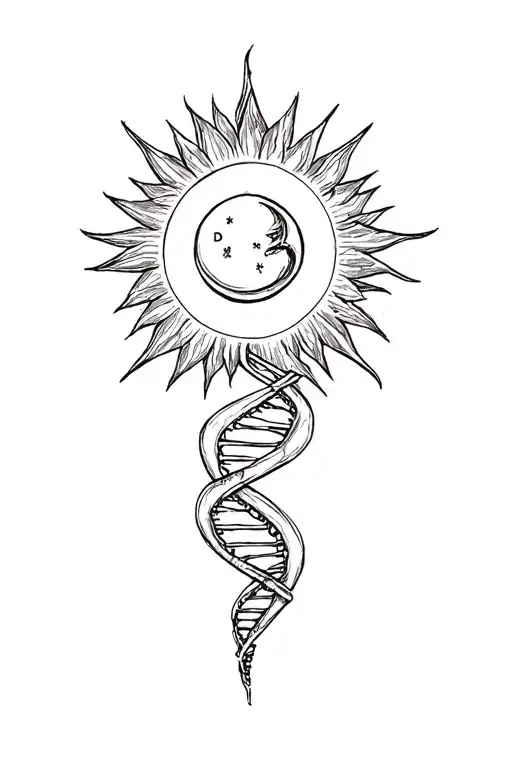 Coffin-siris Syndrome Awareness Smarca4 Dna Strand With The Sun And Moon