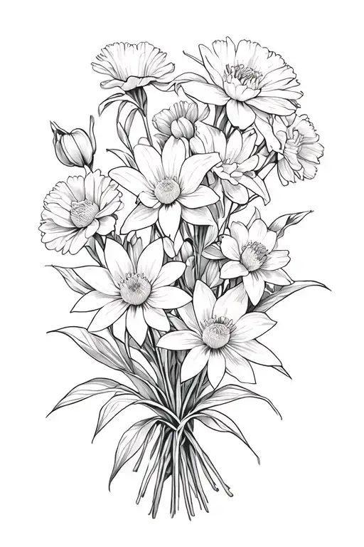 Create Me A Bouquet With Carnation Daisywater Lily Narcissusdaffodil