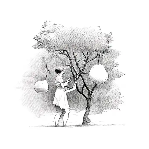 Woman Picking A Fruit From A Tree