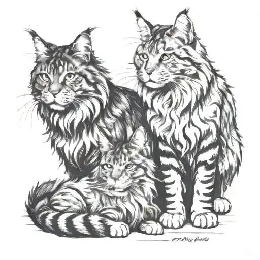Maine Coon Cats And Cane Corso Dog Together