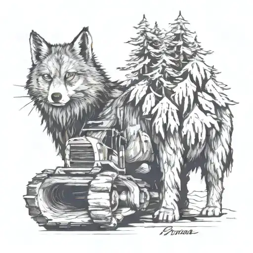 Skidder Withh Logs Trees