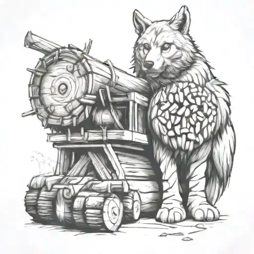 Skidder Equipment With Tree Logs Trees In The Background