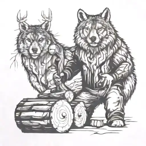 Log Skidder With Logs Trees In The Background Black