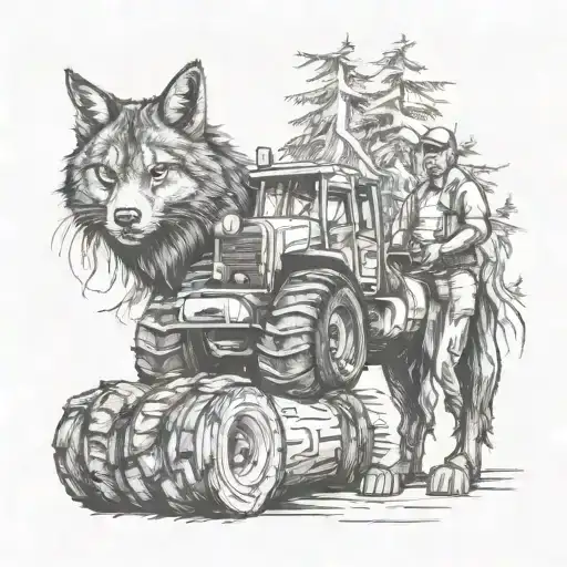 Log Skidder Equipment And Logs Trees