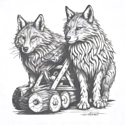 Log Skidder Equipment And Logs Trees