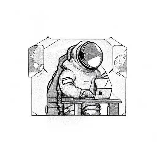 Astronaut Sitting In The Computer