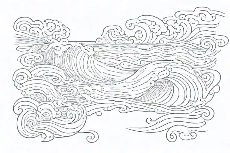 Flowy Ocean Waves But Simple Lines Trampstamp