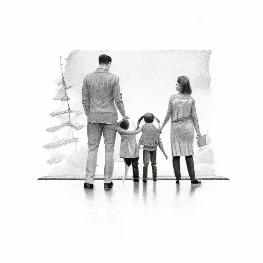 A Heartwarming Family Portrait With The Lawyer Holding Hands With Their Spouse And Children