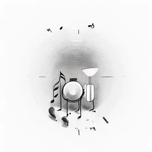 Music With A Line Represting Love For Music And Play Pause Buttons