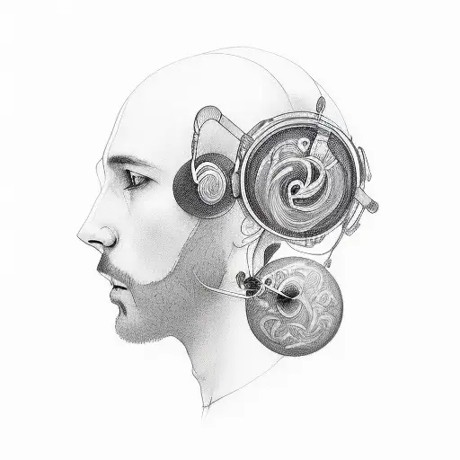 Music With A Phrase Represting Love For Music And Play Pause Buttons On Neck Bone