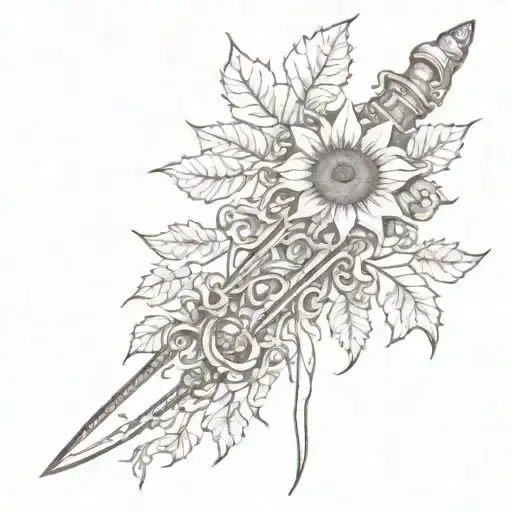 A Dagger Wrapped In Sunflower Vines