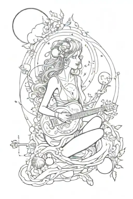 Music Girl Planets Nature Inspired