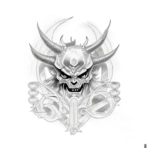 Demon Metal Tattoo Flash Sheet