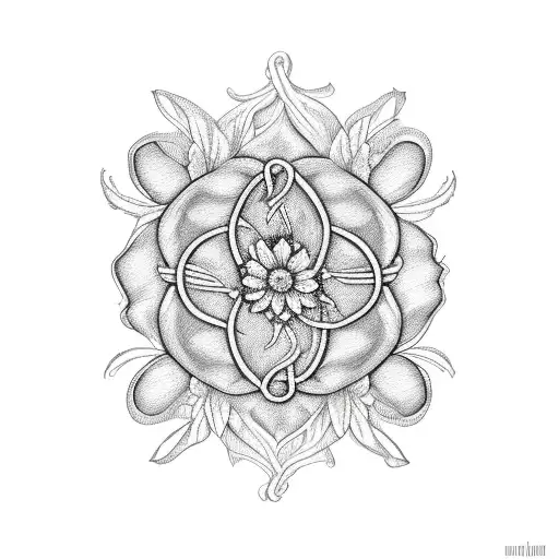 Garter With Delicate Floral Patterns Intertwined With Legal Symbols