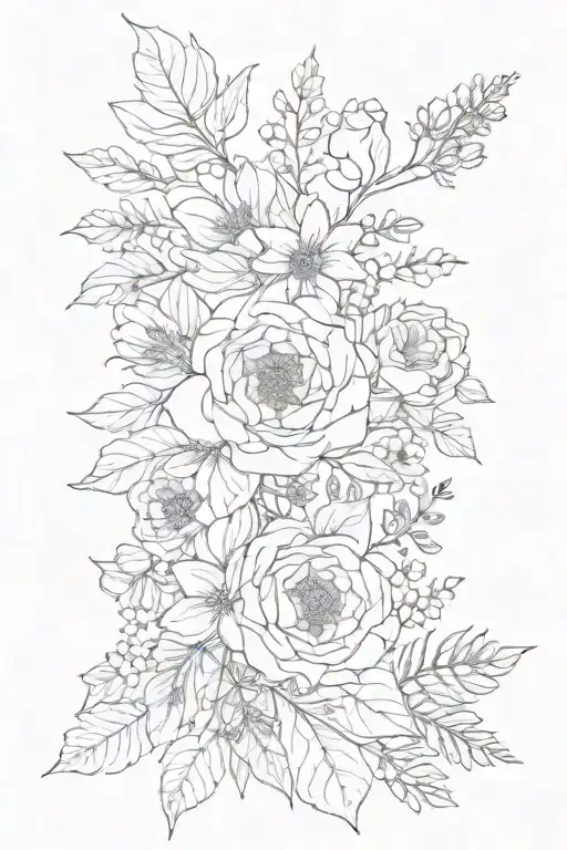 Birth Flower Bouquet Fine Line January September November