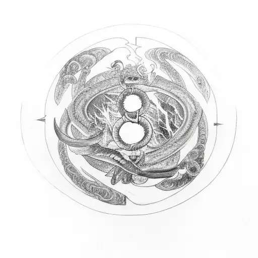 Finger Painted Ouroboros With Yggdrasil In The Center With Burning Ink