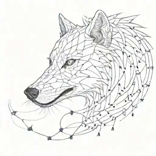 Illustrative Wolf With Dna Double Helix Pattern Running Through Its Fur