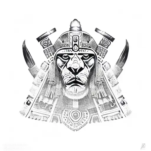 Aztec Warrior With Jaguar Pelt In