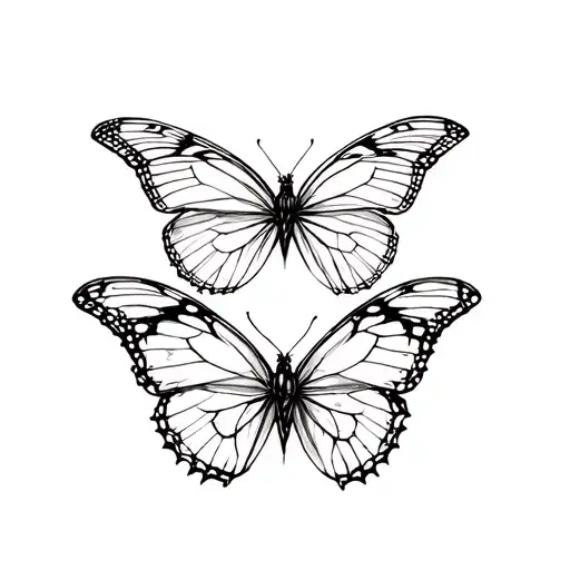 Black Fine Line Butterflies