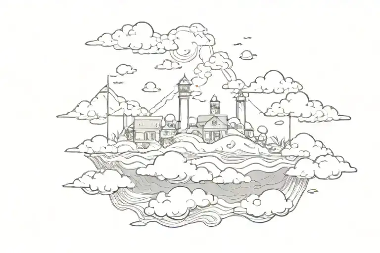 Beach On Top Of Clouds Floating