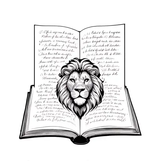 Open Book Below With Words Hidden Behind Lion Coming Out