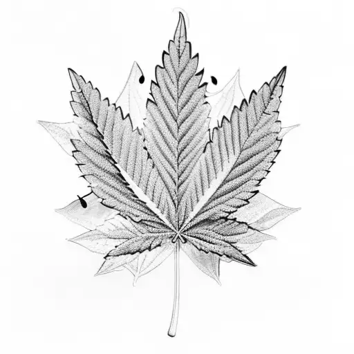 A Marijuana Leaf With Musical Notes And Lyrics As The Veins