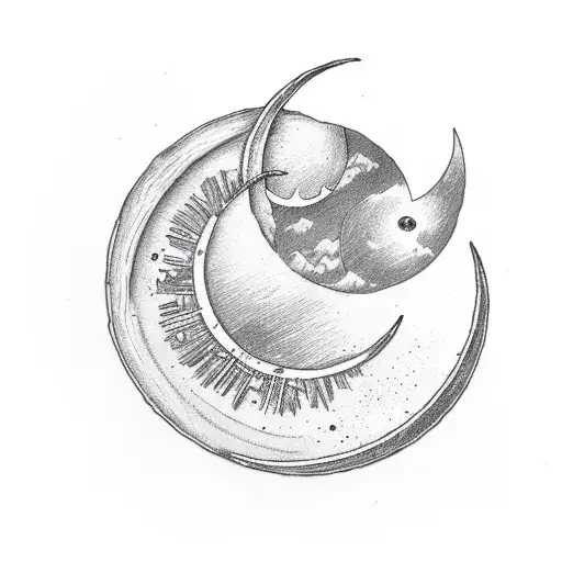 Crescent Moon With Baby Foot Print