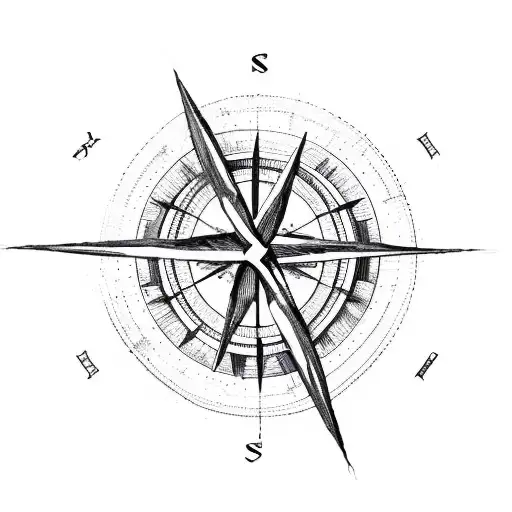 A Cross Made Of Intertwined Hiking Trails With A Compass In The Center