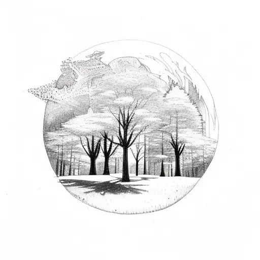 A Mystical Moonlit Forest With A Pathway Leading To A Hidden God Symbol