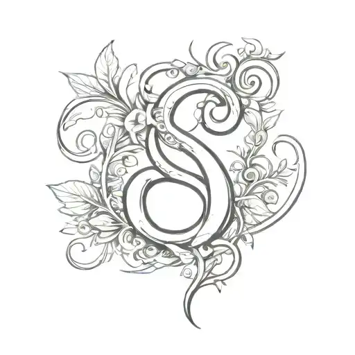 Double Ampersand Symbol Botanic Style Drawing