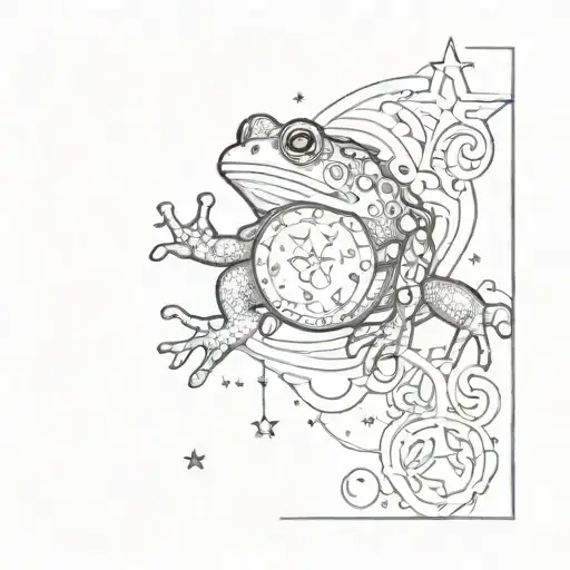 An Intricate Design With Whimsical Gothic Motifs Like Stars And Toads