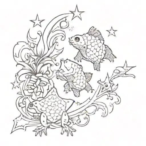 An Intricate Design With Whimsical Gothic Motifs Like Stars And Toads