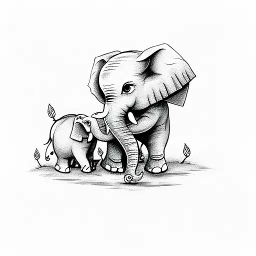 Small Elephant Outline Cute