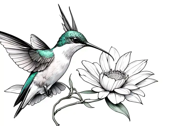 Hummingbird On A Flower