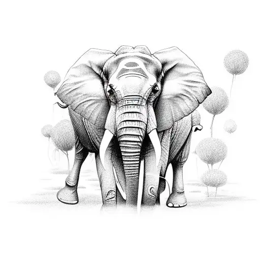 Elephant Outline No Filling Cute