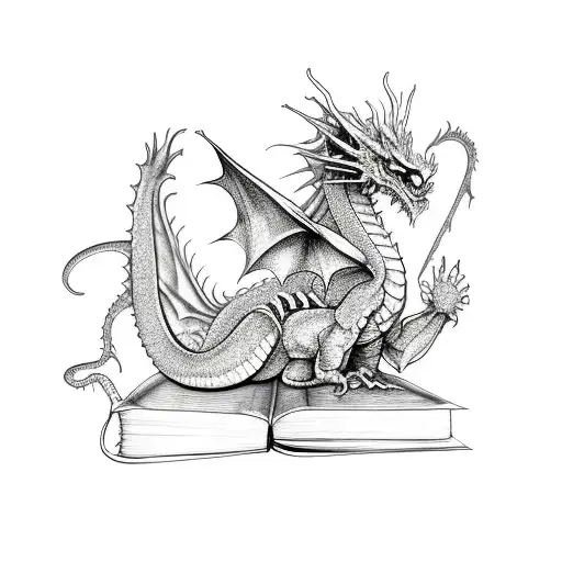 Simple Dragon On Books